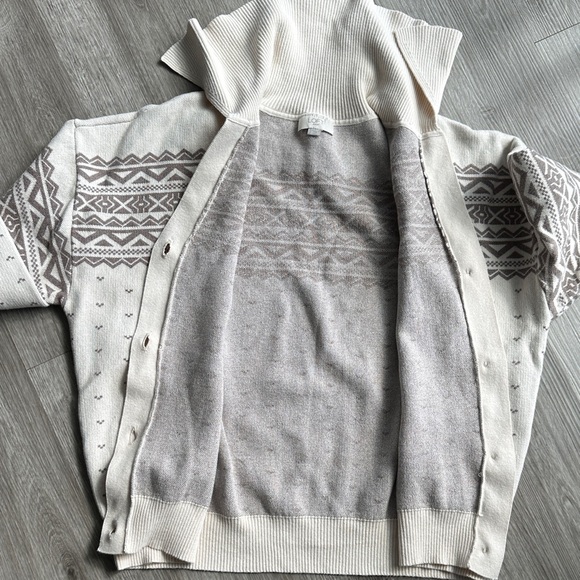LOFT Cream Patterned Button-Up Cardigan - Picture 8 of 8